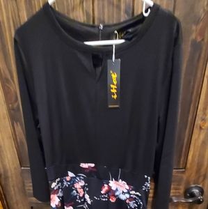 3/4 sleeve black dress